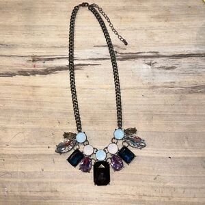 Chunky Rhinestones Bib Necklace Large Statement Piece